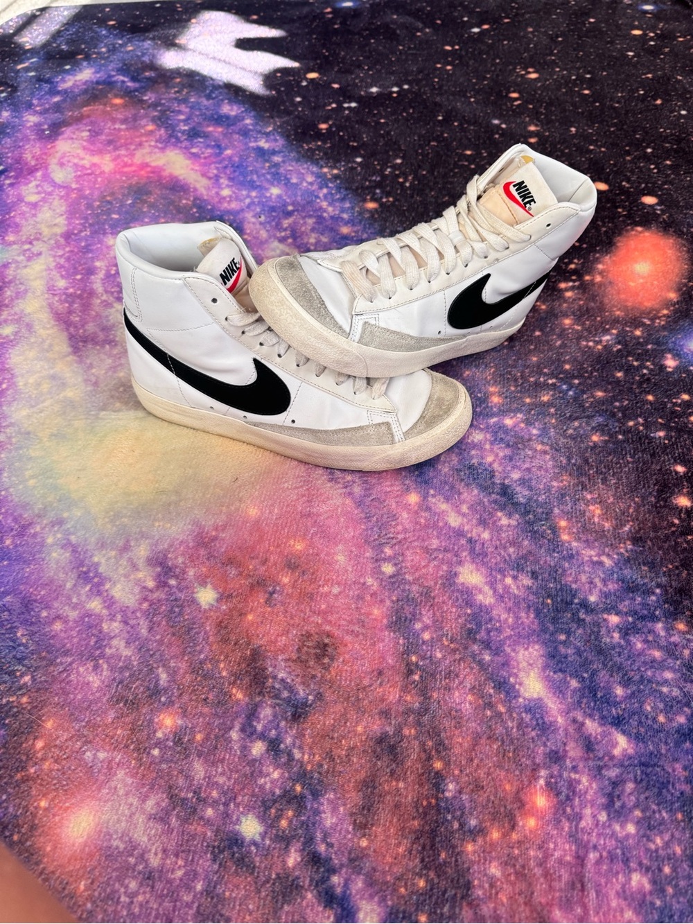 Nike Blazer Men’s White High-Top Sneakers with Black Swoosh